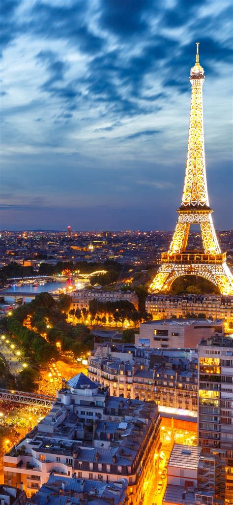 法國，巴黎，艾菲爾鐵塔，夜，燈，城市，河流 1242x2688 Iphone 11 Proxs Max 桌布，背景，圖片，照片