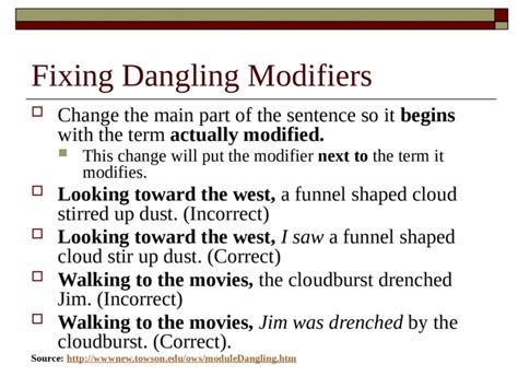 Misplaced and Dangling Modifiers: A Review Catherine Wishart Literacy ...