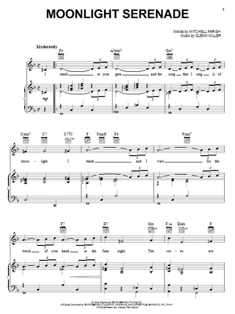 Moonlight Serenade Partituras Por Frank Sinatra Piano Voz Y Guitarra