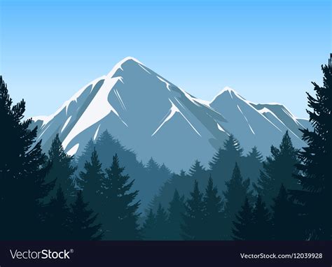 Mountains With Pine Forest Background Royalty Free Vector