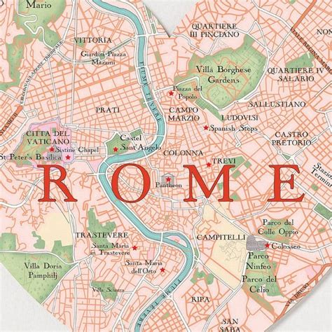 An Detailed Map Of Rome Italy Showing Main Places Streets Areas