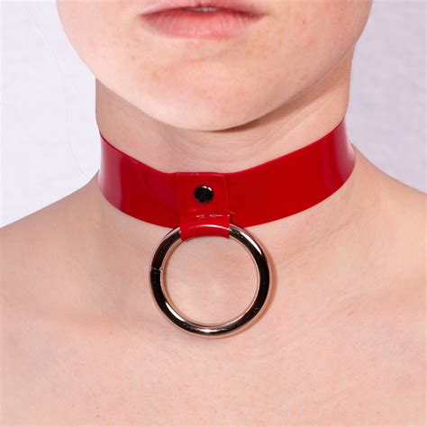 Red Latex Choker As Bdsm Jewelry Latex Collar As Discreet Day Etsy