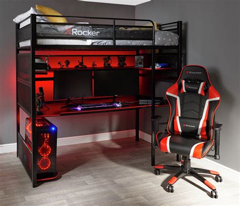 X Rocker Battle Bunk Gaming Bed With Xl Gaming Desk Black 9306080