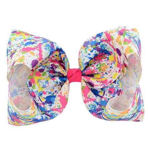 1pcs 8 Inch Printed Large Bow Clip Butterfly Polka Dots Rainbow Hairpin