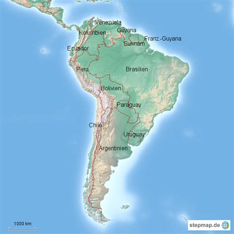 Stepmap Südamerika Länder Landkarte Für Südamerika