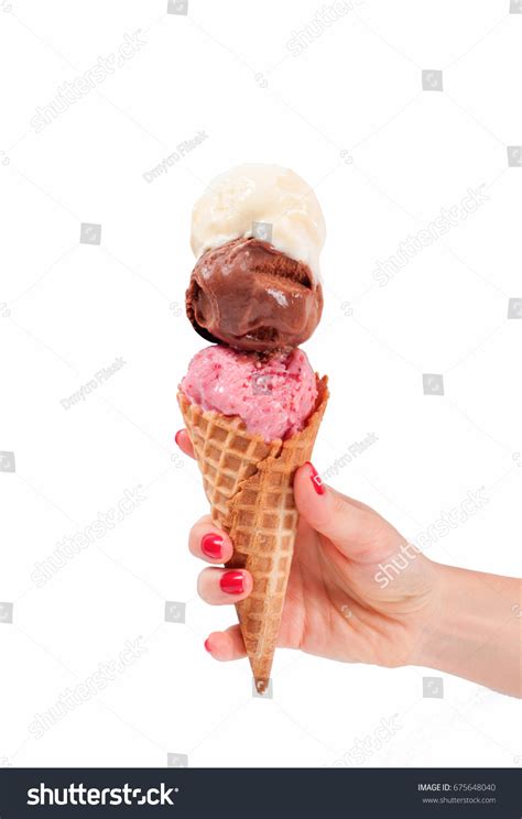 Chocolate Vanilla Strawberry Ice Cream Cone Stock Photo Shutterstock