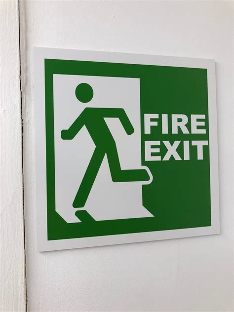 Fire Exit Sign Plastic Uv Printed 21x21cm Health And Safety Signage