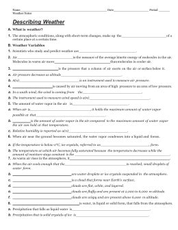 Vocabulary worksheet containing weather words and the seasons. studylib.net - Essys, homework help, flashcards, research papers, book report and other