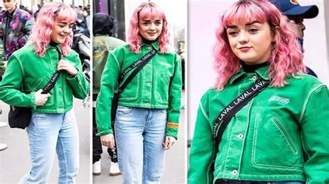 Maisie Williams Game Of Thrones Star Shows Off Pink Hair ‘do In Paris