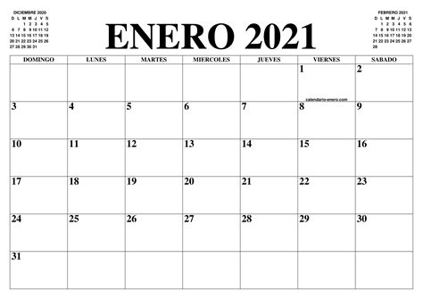 Calendario Enero 2021 2022 El Calendario Enero 2021 2022 Para
