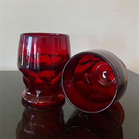 Vintage 1970s Viking Georgian Ruby Red Drinking Glasses Set Etsy