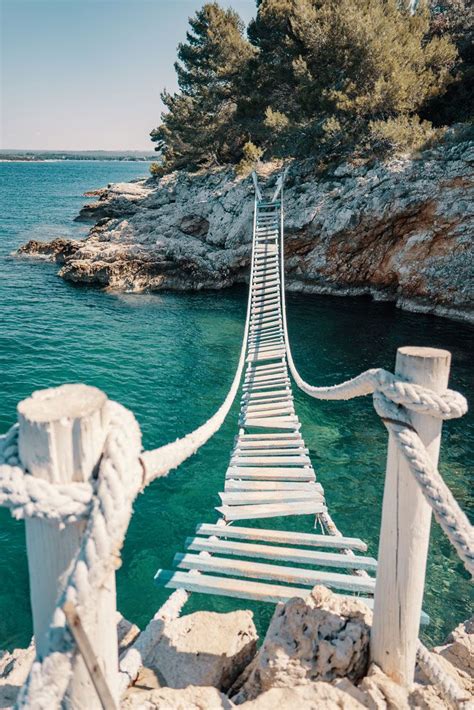 Cool Rope Bridge Svjetionik Bridge Over A Cliff In Punta Christo You