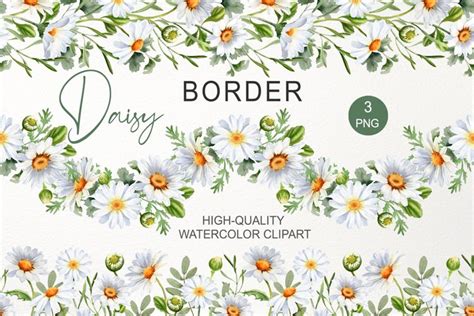 Daisy Flower Border Clipart Floral Frame PNG