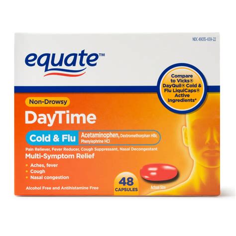 Equate Daytime Cold And Flu Multi Symptom Relief Softgels 48 Ct