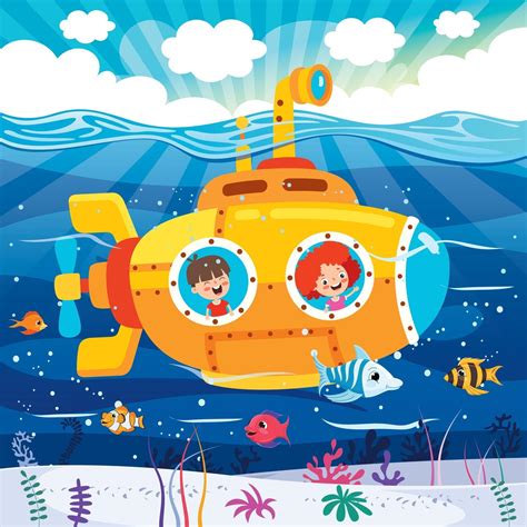 Cartoon Submarine Under The Sea 2405381 Vector Art At Vecteezy