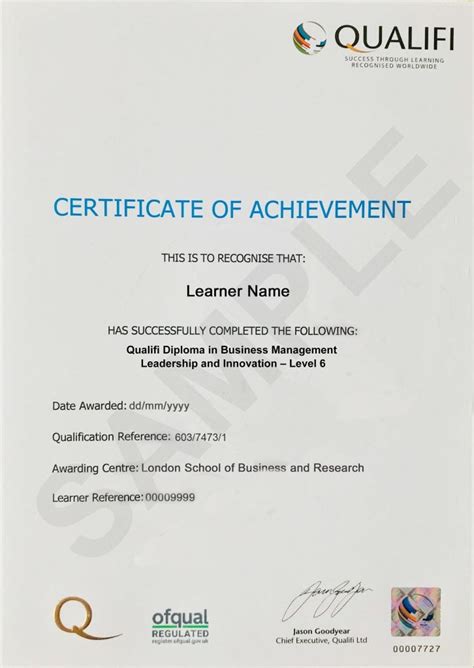 Diploma In Business Management Leadership And Innovation Level 6