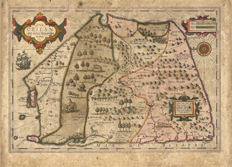 1606 Jodocus Hondius Map Of Ceylon