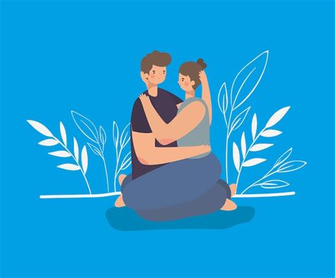 premium vector romantic couple sit and hugging
