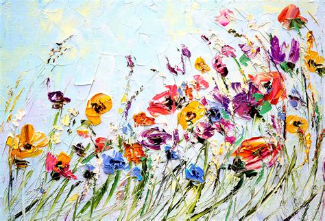 Oil Painting Flowers Palette Knife Painting On Canvas Abstract