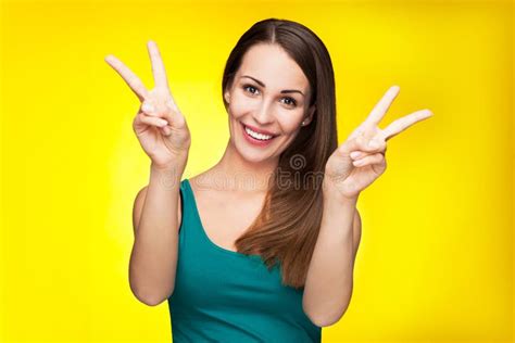 Female Showing Peace Sign Stock Image Image Of Person 35232429