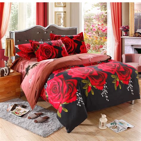 3d Rose Bedding Set King Queen Size Duvet Cover Bed Linens Flat Sheet Pillowcase Bed Sheets
