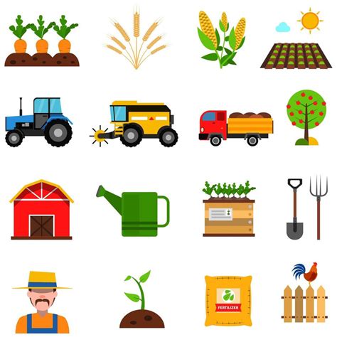 Agriculture Flat Icons Set 691420 Vector Art At Vecteezy