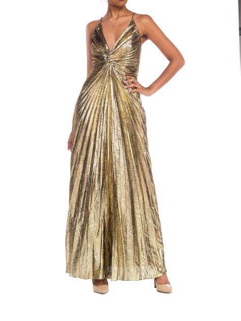 Iconic Travilla Gold Lamé Marilyn Monroe Disco Halter Gown At 1stdibs
