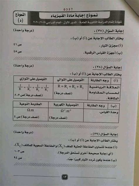 هل ممكن اعيد ثانويه عامه. اجابة امتحان الفيزياء ثانوية عامة ٢٠٢٠