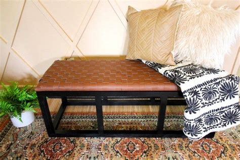 Diy Leather Woven Bench Leather Diy Leather Weaving Leather Bench