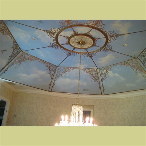 Apply decorative stencils to ceiling stencils to complement and accent any room. Stencils on Foyer Ceiling. Beautiful Stencil designs by Cu ...