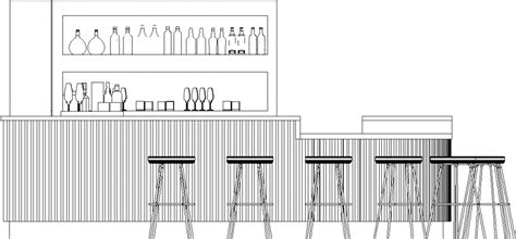 Mm Wide Bar Counter With Wine Glass Shelves Left Side Elevation Dwg Drawing Thousands Of