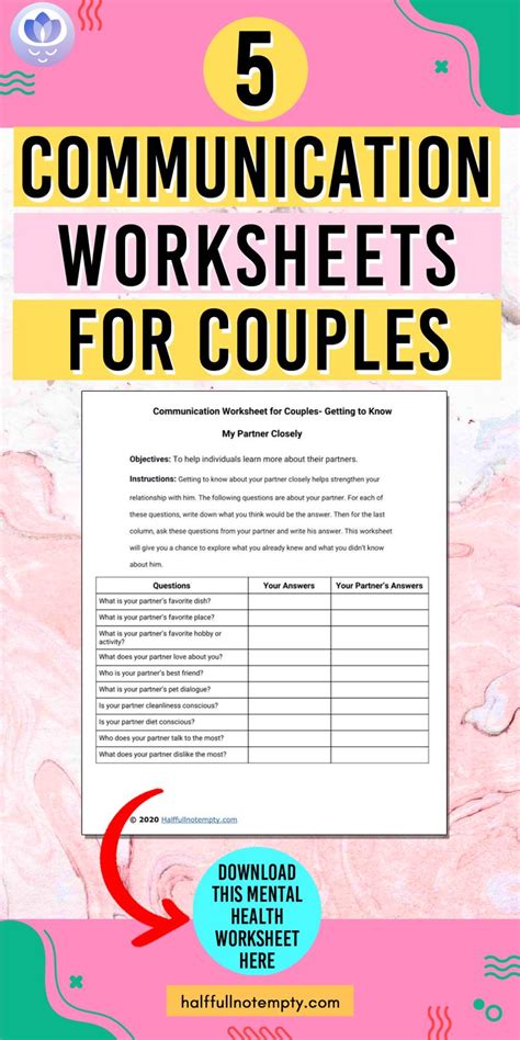 5 Communication Worksheets For Couples Couples Therapy Worksheets