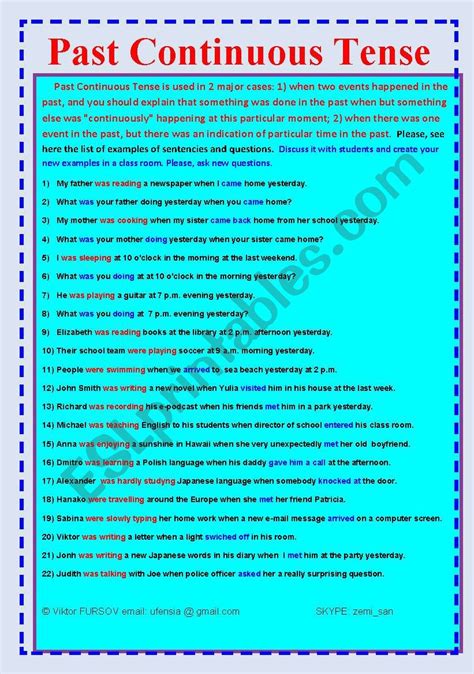 Past Continuous Tense Ask Your Questions Esl Worksheet By Zemi San