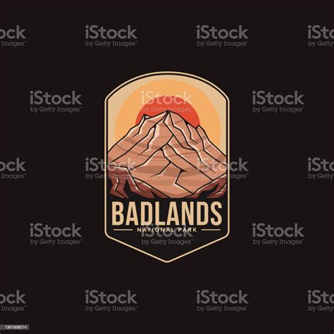 Emblem Patch Vector Illustration Of Badlands National Park On Dark