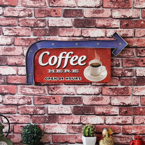 Coffee Neon Sign Decorative Painting Vintage Cafe Decorative Open 24