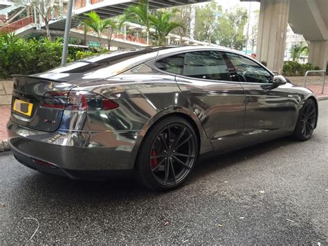 Black Chrome Tesla Model S by Impressive Wrap