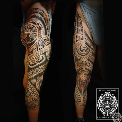 Polynesian Leg Tattoo Sleeve