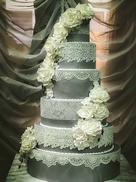 As you start this new journey in life, may happy wedding day and may there be many more chapters in the wonderful story of your love for one another. Tuscany Wedding Cake grey and lace | Tuscan Wedding Cakes