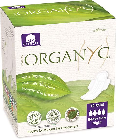 Organic Cotton Night Pads With Folded Wings 10 Ct By Organyc Pack Of 2 Health