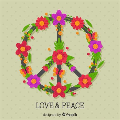 Free Vector Floral Peace Sign