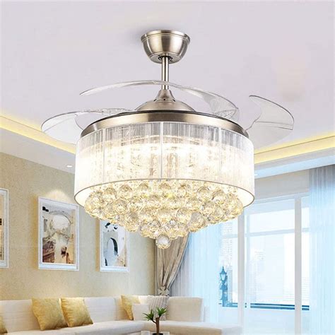 OUKANING Modern Ceiling Fans with Light Crystal Ceiling Chandelier Fan ...