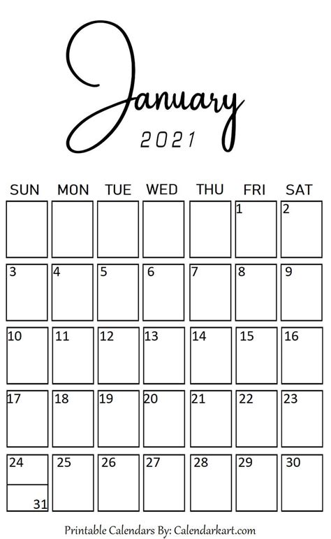Cute 2021 Printable Blank Calendars 24 Pretty Free Printable One Page