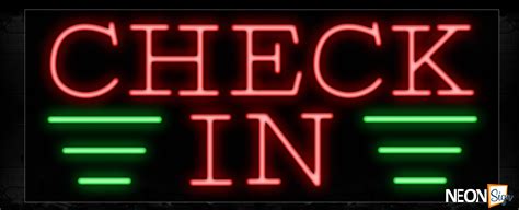 Check In With Green Lines Neon Sign