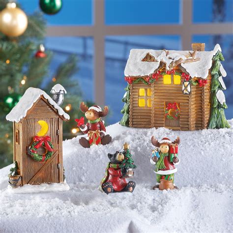 Woodland Cabin Christmas Village Set Collections Etc
