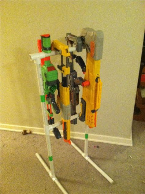 Build this for my youngest son. Nerf Gun Rack Wall Mounted - DIY Nerf gun rack- used a ...
