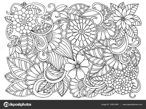 아름다운 꽃다발, 꽃화분 색칠공부 모음입니다. 흑인과 백인 낙서 꽃 패턴입니다. 색칠 공부 페이지 — 스톡 벡터 ...