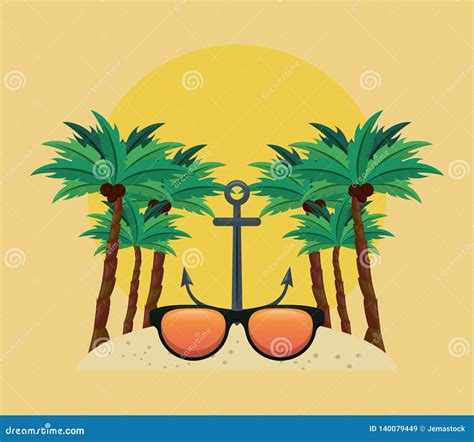 Beach Sunrise Scenery Stock Vector Illustration Of Paradise 140079449