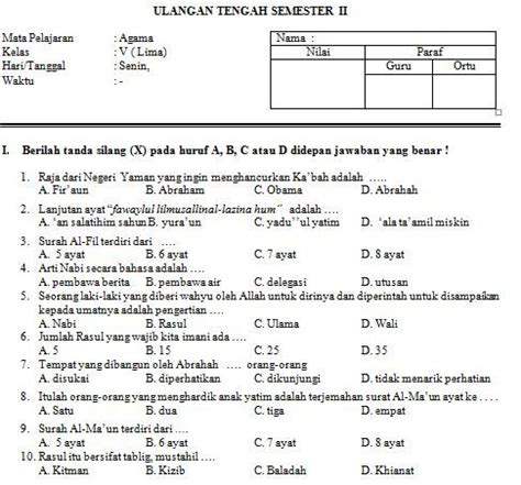 Bank Soal Agama Islam Sma Dan Kunci Jawaban Revisi 2021