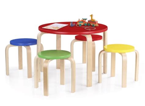 Run Solid Wood Round Kids Table And 4 Chairs Set Just 4199 Shipped