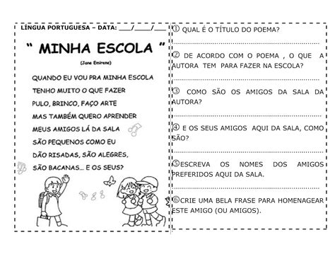 Poema Minha Escola Com Interpretação